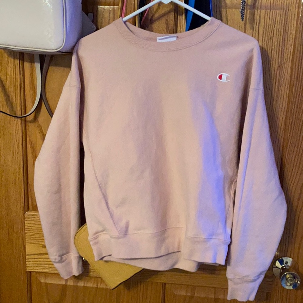 pink champion reverse weave pullover